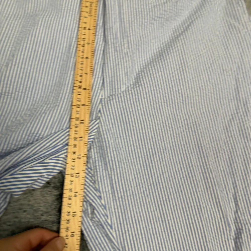 Stafford Mens 40x32 Seersucker Dress Pants Blue White Striped Classic Fit Cotton